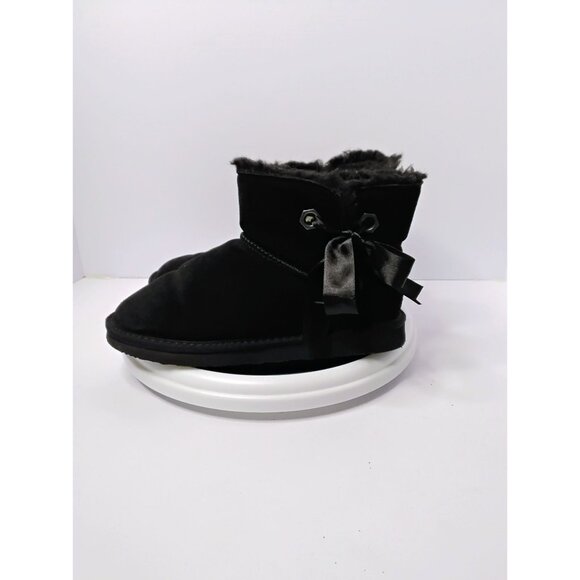 Pawz Dog Boots Black Faux Fur Suede Bow Detail Womens Size 8 - Picture 3 of 7